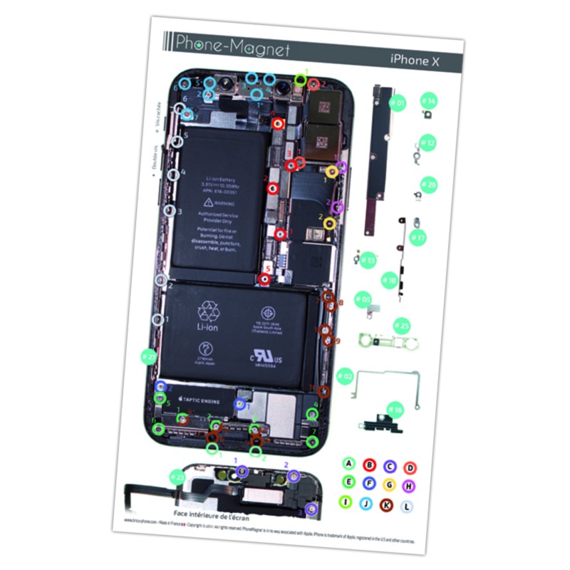 Patron magnétique d'aide au montage pas à pas pour iPhone X