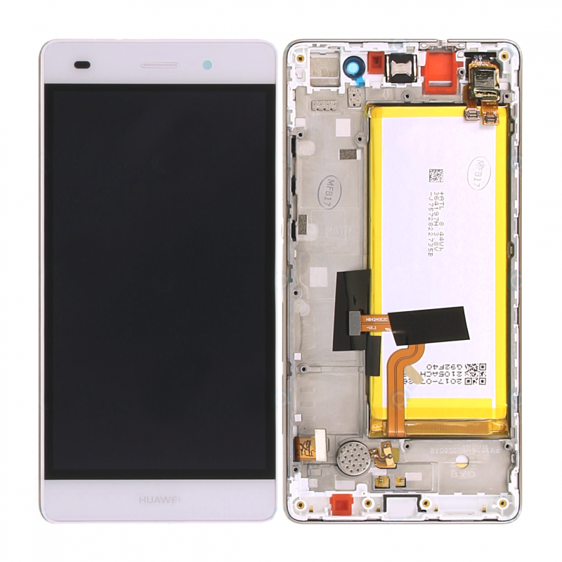 BLoc Ecran Blanc COMPLET prémonté + batterie sur chassis pour Huawei P8 LITE