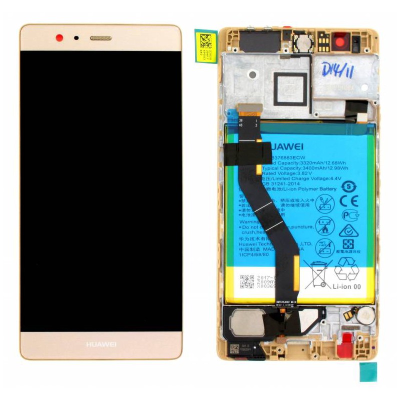 Ecran Or COMPLET prémonté + batterie sur chassis pour Huawei P9 Plus photo 1