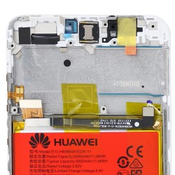 Ecran Blanc COMPLET prémonté sur châssis + batterie pour Huawei P Smart Détail haut photo 1