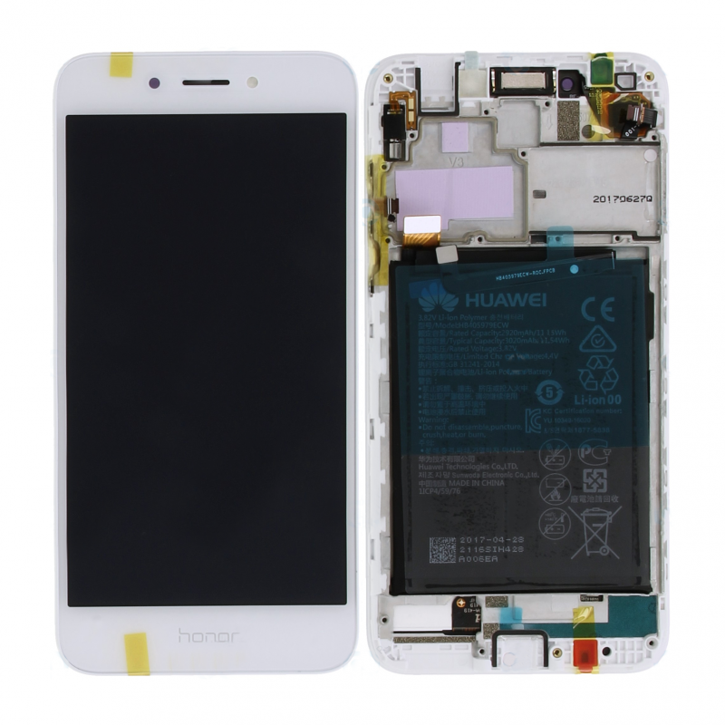 Bloc Ecran Blanc COMPLET prémonté sur chassis + batterie pour Huawei Honor 6A photo 5