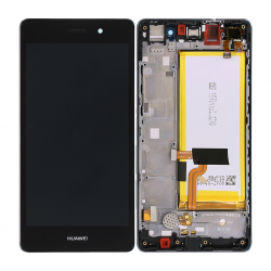 Bloc Ecran Noir COMPLET prémonté + batterie sur chassis pour Huawei P8 LITE