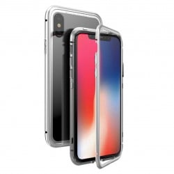 Coque transparente avec bumper magnétique Argent pour iPhone X et XS Photo 1