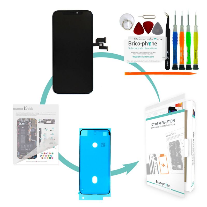 Kit de réparation Brico-phone avec Ecran NOIR iPhone X Rapport qualité/prix