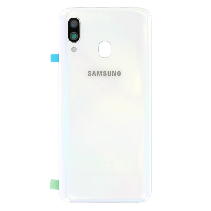 Remplacer la vitre arrière en plastique du Galaxy A40 blanc par une pièce neuve d'origine avec Bricophone_photo1