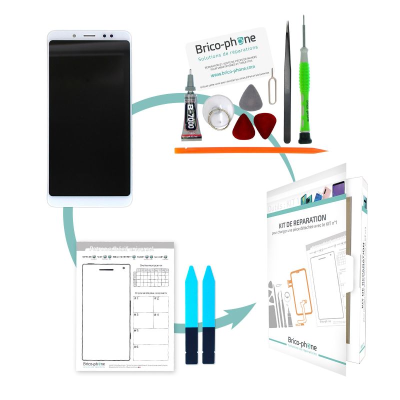 Kit de réparation Ecran Blanc avec vitre et LCD pré-assemblé Xiaomi Redmi Note 5