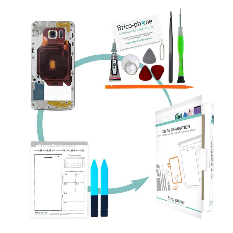 Kit de remplacement châssis intermédiaire GOLD Samsung Galaxy S6 Edge Plus