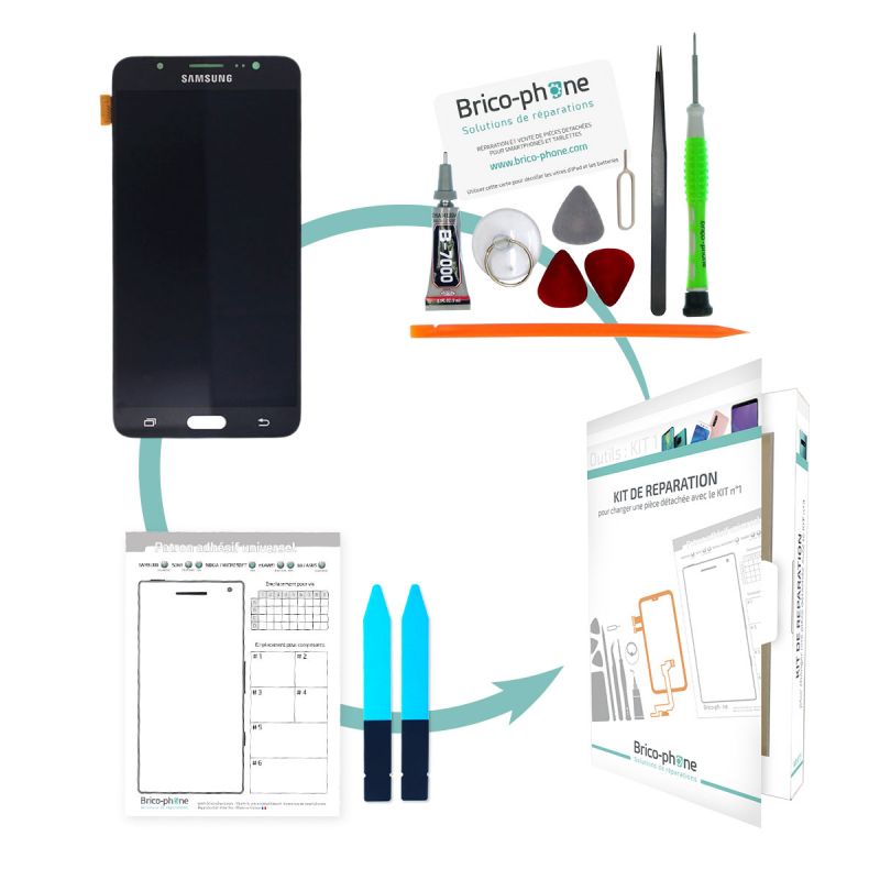 Kit de remplacement Ecran complet NOIR Samsung Galaxy J7 2016