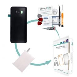 Kit de réparation Vitre arrière compatible Samsung Galaxy S8 Noir Carbone