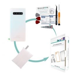 Kit de réparation Vitre arrière d'origine Samsung Galaxy S10 Blanc Prisme