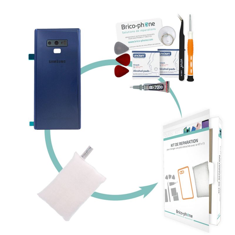 Kit de réparation Vitre arrière Bleu Cobalt Samsung Galaxy Note 9