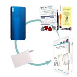 Kit de remplacement de vitre arrière + lecteur d'empreintes pour Huawei P smart Z Bleu