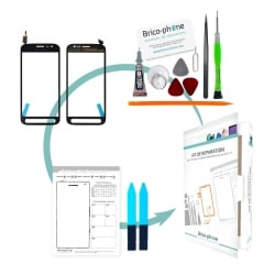 Kit Brico-phone avec vitre tactile Noire pour Samsung Galaxy Xcover 4S