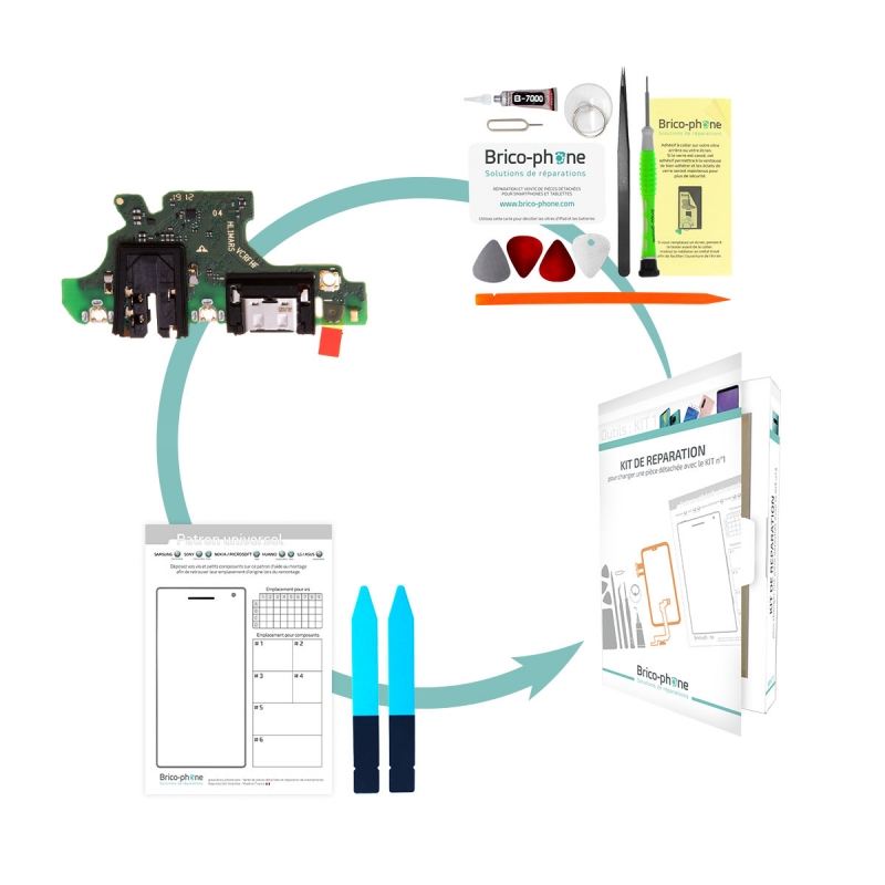 Kit pour changer le connecteur de charge USB Type-C 2.0 pour Huawei P30 Lite