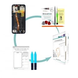 Kit de réparation Bloc Ecran Bleu Saphir complet prémonté + batterie sur châssis pour Huawei Mate 20 Lite