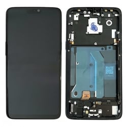 Ecran reconditionné prémonté sur châssis noir pour OnePlus 6 photo1