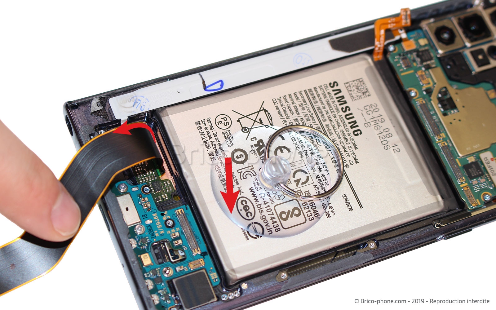 Changement du bloc écran pré-monté avec châssis sur Galaxy Note 10 Plus photo 3