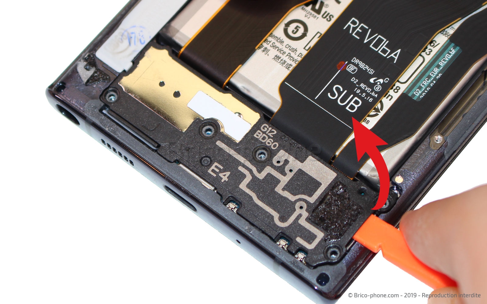 Changement du bloc écran pré-monté avec châssis sur Galaxy Note 10 Plus photo 2