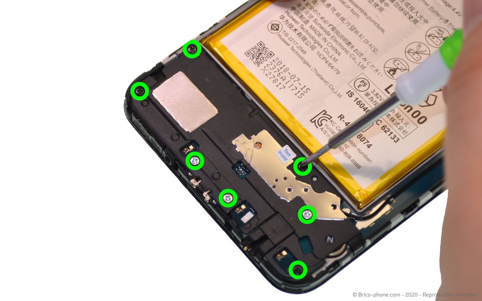 Changement de bloc écran avec batterie sur Y7 2018 photo 2
